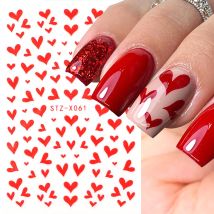 Rotes Herz Nagelaufkleber Abziehbilder Little Love Heart Valentine 3D selbstklebende Schieber für Maniküre Folie Tattoo Nail Art Dekorationen