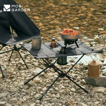MOBI GARDEN Outdoor Camping Klapptisch Tragbarer leichter BBQ-Picknick inklusive Getränkehalter Aluminiumtuch Netztaschentisch