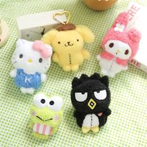 Sanrio Hello Kitty Melody Pompom Purin Keroppi Badbadtz-Maru Stuffed Toy Pendant Plush Toys Keyring Anime Keychain Birthday Gift