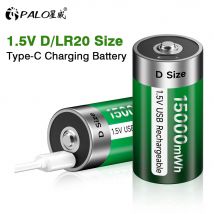 PALO 100% Original 1,5 V D Größe Akku Typ-C USB Lade D R20 LR20 Li-Ion Batterien Batterie für Heizung Gasherd