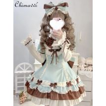 Lolita Sweet Bow Princess Dress 2025 Autumn Clothes New Cute Girl Slim Fit Elegant Short Birthday Party Girl Women Op Dress