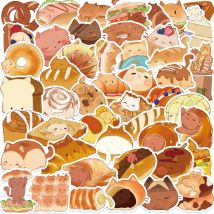 50 Stück Brot Katzen Dessert Cartoon Graffiti Aufkleber Telefon Gitarre Laptop Notebook Koffer Wasserflaschen Wasserfest Aufkleber Aufkleber
