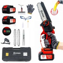 Minisierra a batería de 6 pulgadas, 2x3000mAh, sin rosca, 3 cadenas + 1 barra guía de cadena