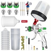 HVLP Spray Gun 1.4+1.7+2.0mm Nozzle Kit with Air Regulator Filters +10PCS No-clean Paint Mixing Cups High Quality Spray Gun