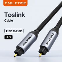 CABLETIME Toslink Kabel Digitales optisches Audiokabel SPDIF HIFI Koaxialer Audio-Metalladapter für Lautsprecher Blu-ray PS4 Xbox TV-Kabel