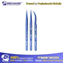 MECHATIC Anti Magnetic Titanium Tweezers Ultra Stiff Curved Tip Anti-Corrosion Forceps for Chip Reballing Flying Wire Electronic