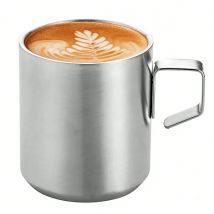 Leeseph Kaffeetasse aus Edelstahl mit Griff, doppelwandiger Isolierbecher für Camping, Reisen für Kaffee, Tee, Saft, Milch, Bier