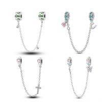 Neue vierblättrige Kleeblatt-Sicherheitskette aus 925er-Sterlingsilber, geeignet für Damen, Original-DIY-Armband, Geschenk, Schmuck-Charm