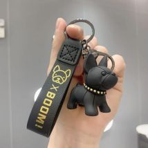 Moda Punk Buldog Francuski Brelok do kluczy PU Skórzane breloki do kluczy dla kobiet Torba Wisiorek Biżuteria Brelok do kluczy samochodowych dla mężczyzn
