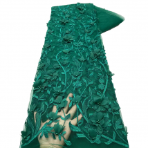 2025 Verde 3d Fiore Del Merletto Del Ricamo Applique Tessuto Fiori di Alta Qualità Tessuti di Pizzo per Tulle Da Sposa Africano 5 Metri