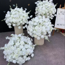 Luxury Artificial White Rose Flower Ball Wedding Decor Table Centerpieces Flower Decor Accessories Floral Arrangement Event Prop