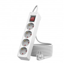 Multipresa con Protezione da Sovraccarico a 4 Prese EU, Cavo di Prolunga 1,5m/2m, Adattatore Presa AC con Protezione da Sovraccarico