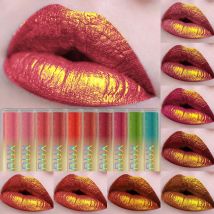 14 Farben Bold Intense Glitter Metallic Lipgloss Perlglanz Lippentönung, langlebiger flüssiger Lippenstift Make-up Geschenke für Frauen Rot