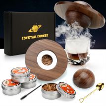 Kit per affumicatore da cocktail per affumicatore con piano in vetro con 4 pezzi di trucioli di legno Accessori per barista per bevande al whisky Kit regalo per fumatori per uomo