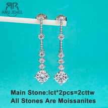 AnuJewel 2.8cttw Moissanite Drop Earrings 925 Sterling Silver D Color Lab Created Diamond Dangle Earrings For Women Jewelry