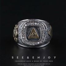 Retro Golden Eye of Providence Großer Ring für Männer Punk Gothic Offener Ring Handgefertigter Schmuck Rock Hiphop Biker Accessoires Mann Geschenk