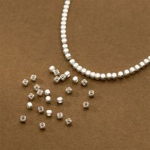 10 teile/los 925 Sterling Silber Nette Kleine Quadratische Zucker Lose Perlen 3mm Handgemachte Perlen Spacer DIY Silber Schmuck Zubehör