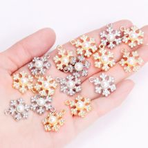 10 Stück zarte Perle Zirkon Schneeflocke Anhänger Legierung Metall Charms für DIY Schmuckherstellung Halsketten Ohrringe Bastelzubehör