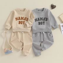 0-3 Jahre Baby Kleidung fallen Outfits Langarm Brief Stickerei Pullover Tops einfarbige Jogging hose 2 Stück Casual Sets
