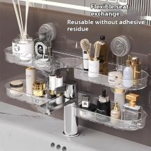 Suction Cup Washbasin Storage Rack Self-Distribution Rack Bathroom Wash Basin Punch-Free