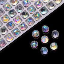 20 Stück 6/8/10/12 mm 128 facettierte runde Kugel Kristallglasperlen ohne Loch Flatback für DIY Herstellung von Ohrring-Schmuck, handgefertigte Nageldekoration