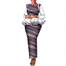 2 Pieces Set Women Outfit Traditional African Clothing Women Party Dress Skirts Custom Made Dashiki Tops + Skirts WY8780