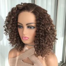 Wear Go Kurze lockige Spitzenperücken Highlight Honigblonde tiefe lockige synthetische Spitzenperücken für Frauen Vorgeschnittene Spitzenperücke