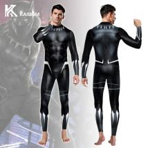 Superheld Cosplay Kostüm Erwachsene Overall Panther Druck Bodys Karneval Party Outfit Schwarz Zentai Neuheit Männer Kleidung