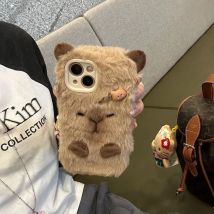 Luxuriöse Capybara-Handyhülle aus flauschigem Fell für iPhone 17 Air 16 Pro Max 15 14 13 12 11, schöne, samtige Plüschhülle