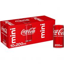 Coca-Cola Sabor Original-sabor zero  Refresco de cola - Pack 10 *2Mini Latas, 200 ml total 20lata
