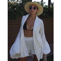 Clacive Fashion Loose White Cotton Sets For Women 2 Pieces 2025 Elegant Puff Sleeve Robes With High Waist Shorts Set Female