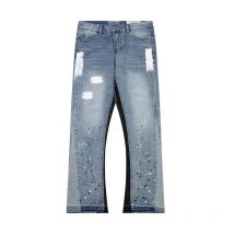 2024 Pantaloni larghi in denim impiombato lavato retrò europeo e americano High Street Coppia jeans micro-svasati dritti vendita calda