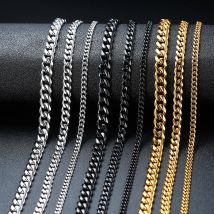 Collana a catena cubana Vnox per uomo donna, girocolli a catena a maglia in acciaio inossidabile Punk di base, colletto in metallo massiccio Color oro Vintage