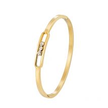 Klassischer verschiebbarer 3-Zirkon-Armreif für Frauen, Hochzeitstag, Geschenk, Edelstahl, hochwertige Liebesmarke, Armband, Schmuck im Großhandel