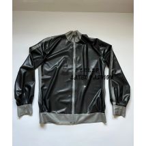 Herren-Latexjacke, langärmeliger Stehkragen, farbblockierter Sportbekleidung mit Reißverschluss vorne