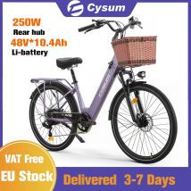 CYSUM X-City 26" Elektrofahrrad, City Commuter Elektrofahrrad, 48V 10,4Ah Li-Akku, Damen-Ebike mit Pedalaunterstützung, Bereich 80–100 km