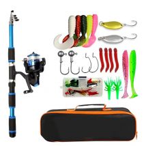 Set di canne da pesca Kit completi con canna da pesca telescopica e mulinello da spinning Esche Ganci Set di canne da viaggio