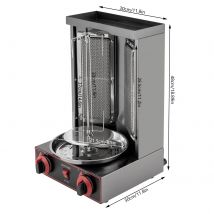 Vertikale Gas-Shawarma-Maschine, Döner, Kebab-Grill, Gyro-Rotisserie-Ofen, Fleisch, Broiler mit 2-Brenner für gewerbliches Zuhause, Restaurant