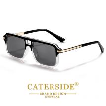 CATERSIDE Fashion Men's Polarized Sunglasses Simple Square Design Temple Decoration Sun Glasses Women's Driving Outdoor Eyewear