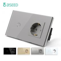 BSEED Touch Interruttore Della Luce Da Parete Presa UE 1/2/3Gang 1Way Interruttore di Tocco Presa di Corrente Max. Carico 300W/Gang Pannello di Vetro Interruttore Da Parete