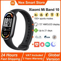 Nowa inteligentna bransoletka Xiaomi Mi Band 10, 1,72-calowy wyświetlacz AMOLED, monitorowanie tlenu we krwi, 150+ trybów sportowych, inteligentna opaska BT5.4 Wersja globalna