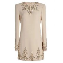 Luxury Quality Brand Designer Autumn Diamond Beaded Crystal Long Sleeve Party Evening Short Dress For Women