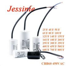 Motor Run Capacitors CBB60 450VAC Starting Capacitor 5% 2/4/5/6/8/10/12/14/15/16/18/20/25/30/40/45/70/80UF for Washing Machine