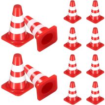 Mini coni stradali, piccola simulazione rossa di sicurezza per barretta, decorazione per torta, cartello stradale per asilo, insegnamento per il negozio a casa