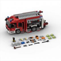 1019PCS MOC Stadt Feuer Lkw Bausteine Set Transport Fahrzeug Rettungs Turm Leiter Modell Ziegel Montage Spielzeug Kind Junge geschenk