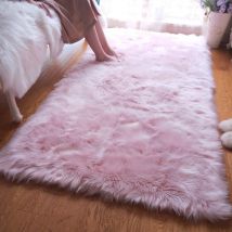 Faux Fur  Carpet Pink Children's Area Rug for Girls Bedroom Bedside Living Room Fluffy Furry Shaggy Floor Foot Mats Home Decor