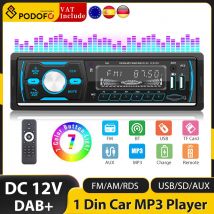Podofo 1DIN autoradio telecomando Stereo digitale Bluetooth Audio musica Stereo 12V autoradio lettore Mp3 FM/AM/RDS/DAB +