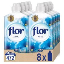 PACK de 8 - Suavizante FLOR para la ropa aroma azul 8 botellas, 472 dosis