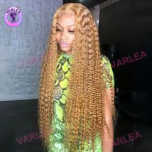 #27 Honey Blonde Human Hair Wig Deep Wave 13x6 hd Lace Frontal Wig Pre Plucked 30 inch Honey Blonde Curly Wig 100% Human Hair