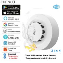 Tuya WiFi czujnik dymu czujnik temperatury i wilgotności czujnik dymu alarm przeciwpożarowy wędzarnia połączenie strażacy